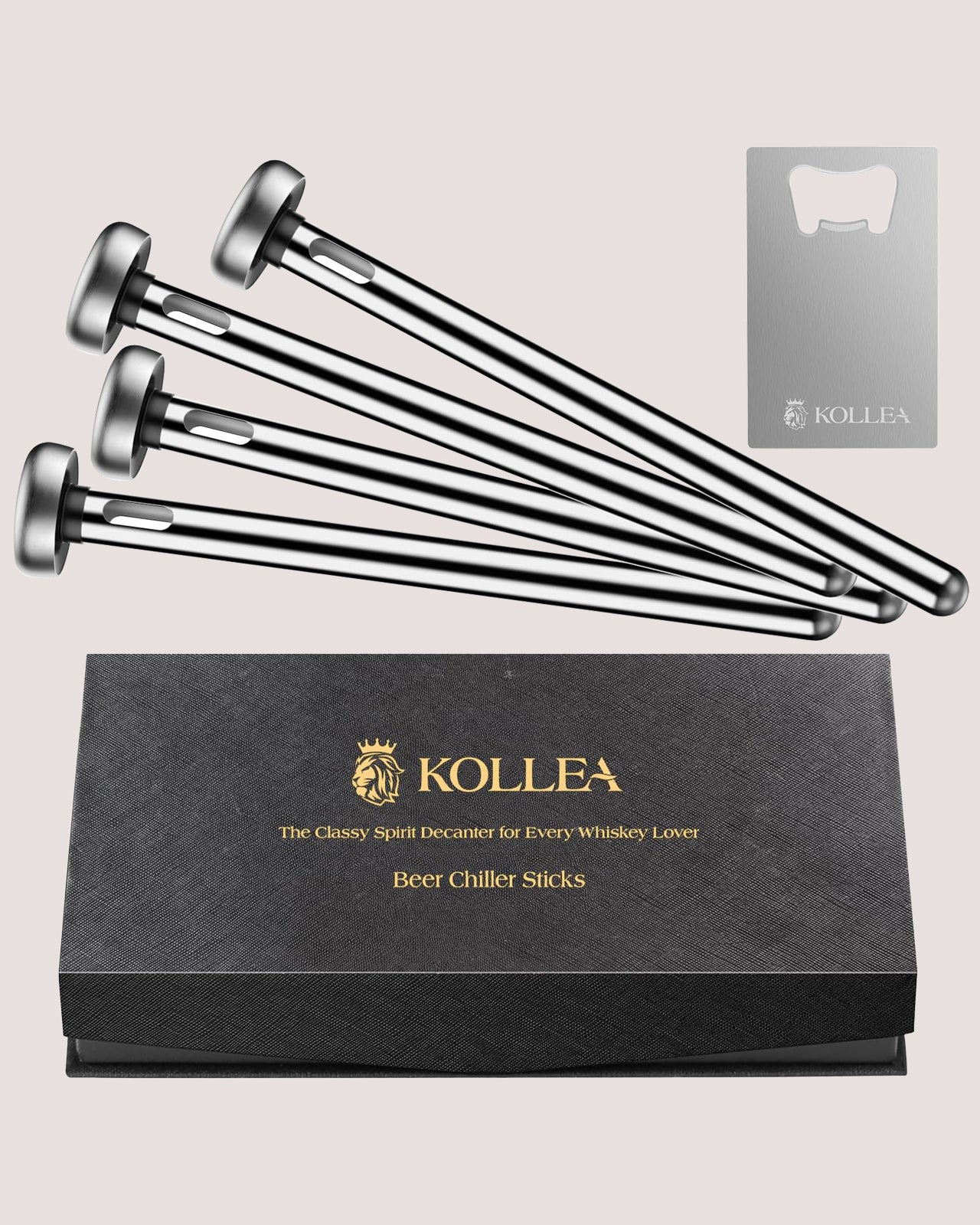 Kollea 4 Beer Chiller Stick for Bottles, Wine Chiller, 3-in-1 Stainless Steel Wine Bottle Cooler Stick, Unique Beer Gifts for Men